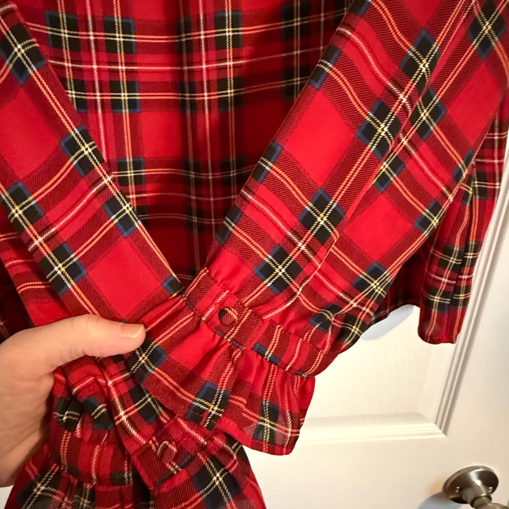 J. Crew Red Plaid Long-Sleeve Blouse - Size S - Picture 2 of 7